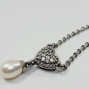 Judith Ripka 20" 925 Silver, Pearl & Glass Pendant Necklace